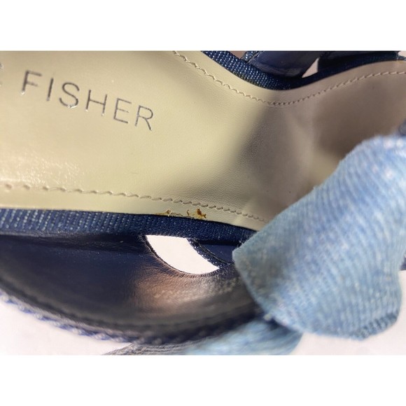 Marc Fisher Women's Hobby Sandal Size 8 Cork Wedge Platform Denim Slide Knot - Picture 9 of 11